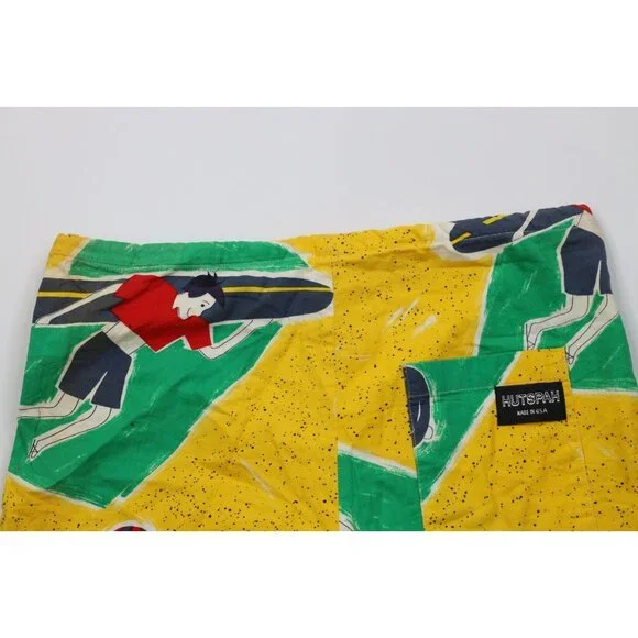 Vtg 70s Streetwear Mens Medium Abstract Beach Surfing Lined Shorts Trunks USA